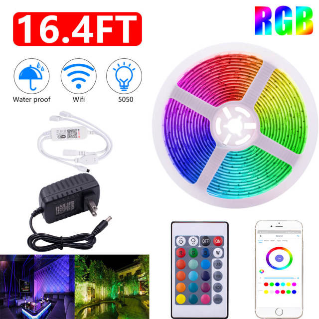 LED Light Strip Wifi Remote Control 12V-5050 RGB 24 Keys Waterproof Light String