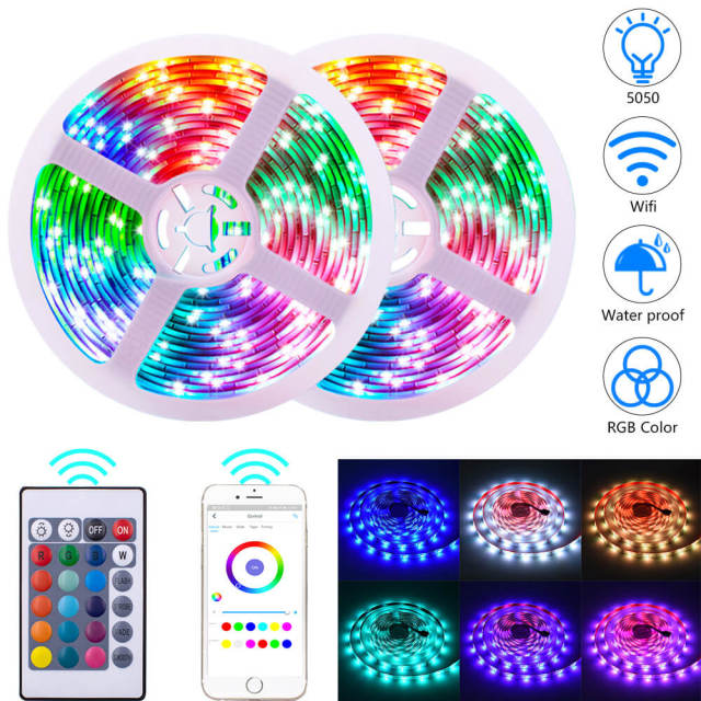 LED Light Strip Wifi Remote Control 12V-5050 RGB 24 Keys Waterproof Light String