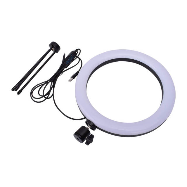 Makeup Light Ring with Stand Mini Selfie Ring Light for Desk 3 Light Modes