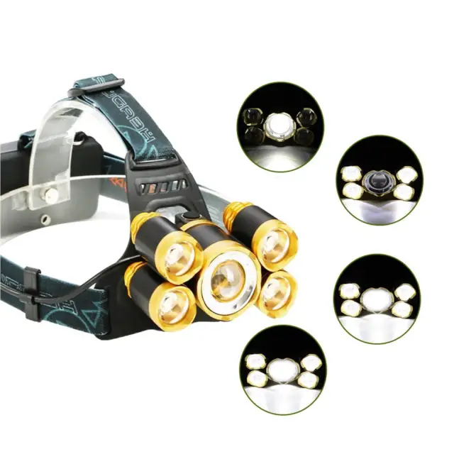 Headlamp 8000 Lumen Zoomable Headlight Ultra Bright LED Rechargeable Head Lamp 4 Modes Waterproof