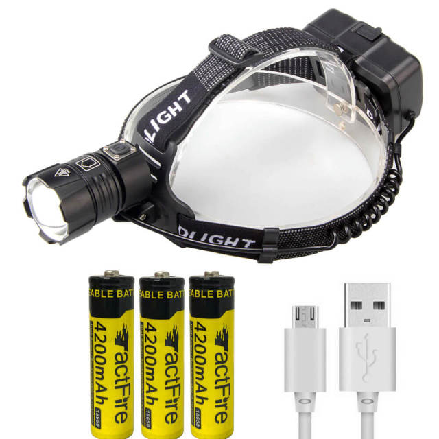 LED Rechargeable Headlamp 6000 Lumens Super Bright with 3 Modes and IPX5 Level Waterproof