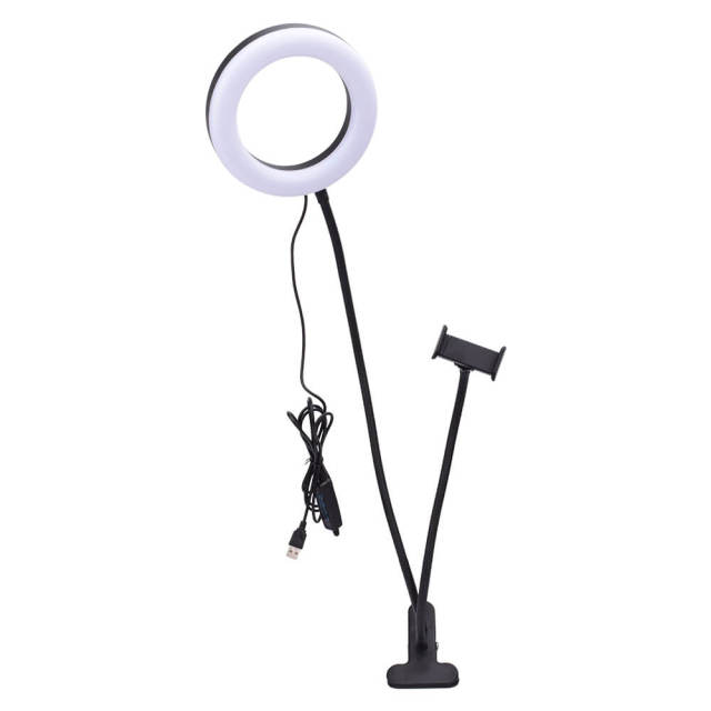Selfie Ring Light with Cell Phone Holder and Stand Bracket Clip Lazy Bracket Black