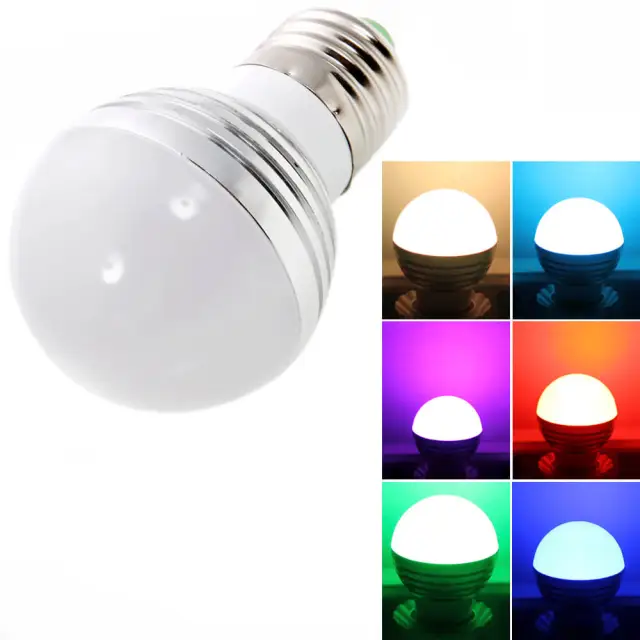 RGB Light Bulb with Remote Control E27 3W 85-265V