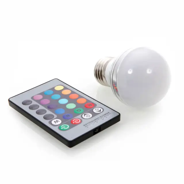 RGB Light Bulb with Remote Control E27 3W 85-265V