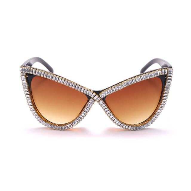 Diamond Sunglasses Women Vintage Big Frame Sunglasses Female Eyeglasses