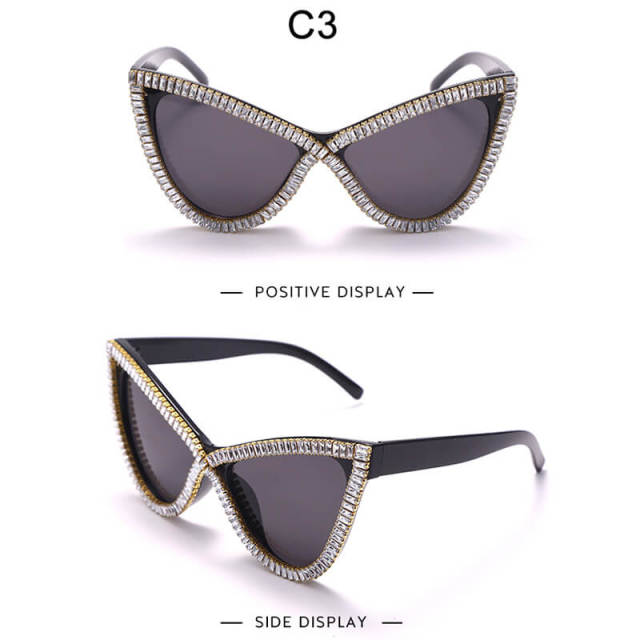 Diamond Sunglasses Women Vintage Big Frame Sunglasses Female Eyeglasses