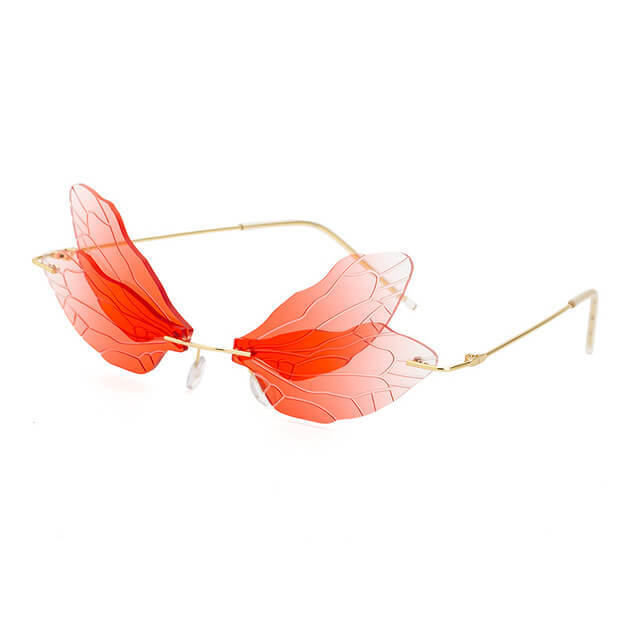 Dragonfly Sunglasses for Women Men Rimless Sunglasses with Gradient Lens UV400