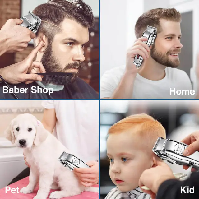 Hair Clippers for Men Quiet Cordless Hair Cutting Kit Silver
