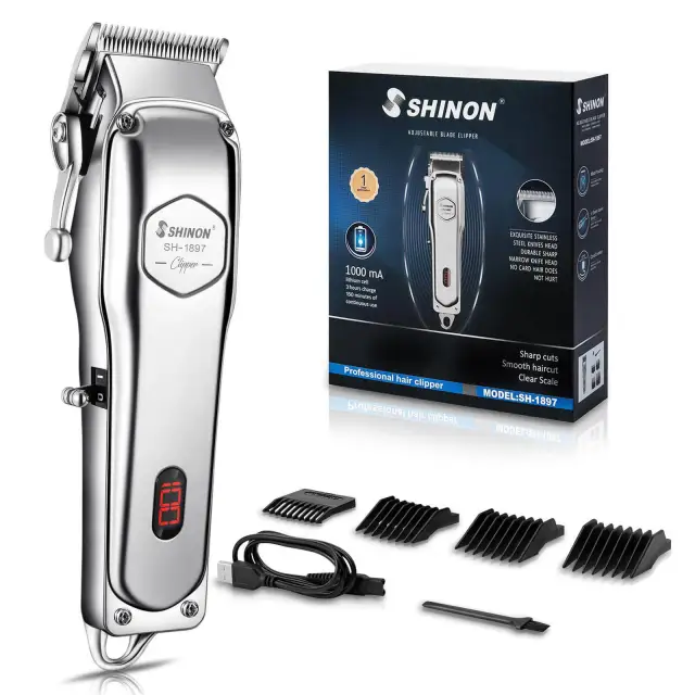 Hair Clippers for Men Quiet Cordless Hair Cutting Kit Silver