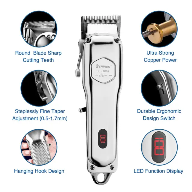 Hair Clippers for Men Quiet Cordless Hair Cutting Kit Silver