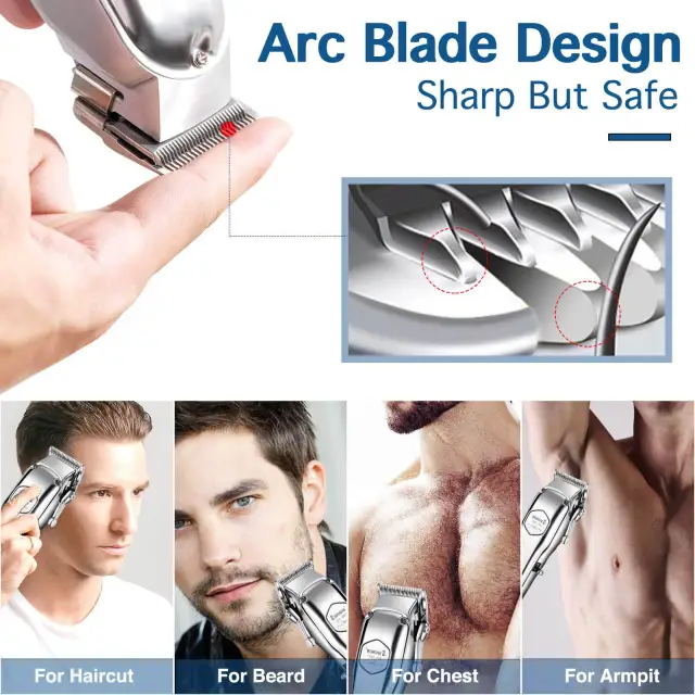 Hair Clippers for Men Quiet Cordless Hair Cutting Kit Silver