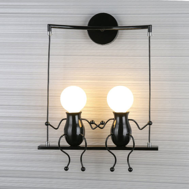 Wall Lights-Creative Little People Swing Wall Light Fixtures