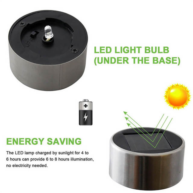 12 Pcs Solar Lawn Lights LED Outdoor Walkway Patio Garden Light Stainless Steel