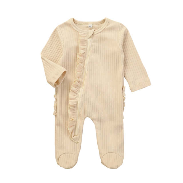 Newborn One-piece Pajamas Infant Long Sleeve Ruffle Night Clothes