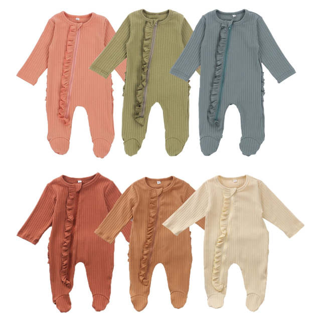 Newborn One-piece Pajamas Infant Long Sleeve Ruffle Night Clothes