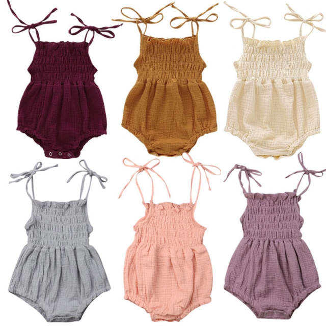 Summer Newborn Jumpsuit Baby Girl Solid Bodysuit Outfit Clothes