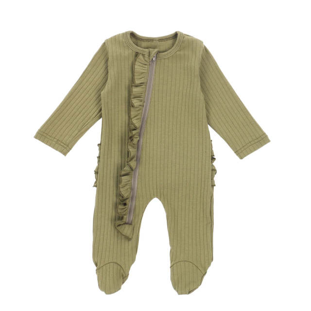 Newborn One-piece Pajamas Infant Long Sleeve Ruffle Night Clothes