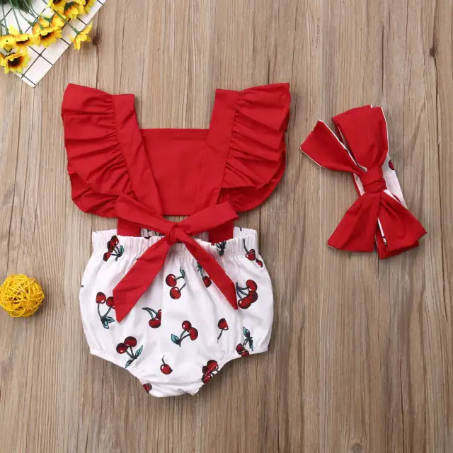 3-18M Newborn Baby Girl Summer Ruffle Bodysuit Outfits Cute Set