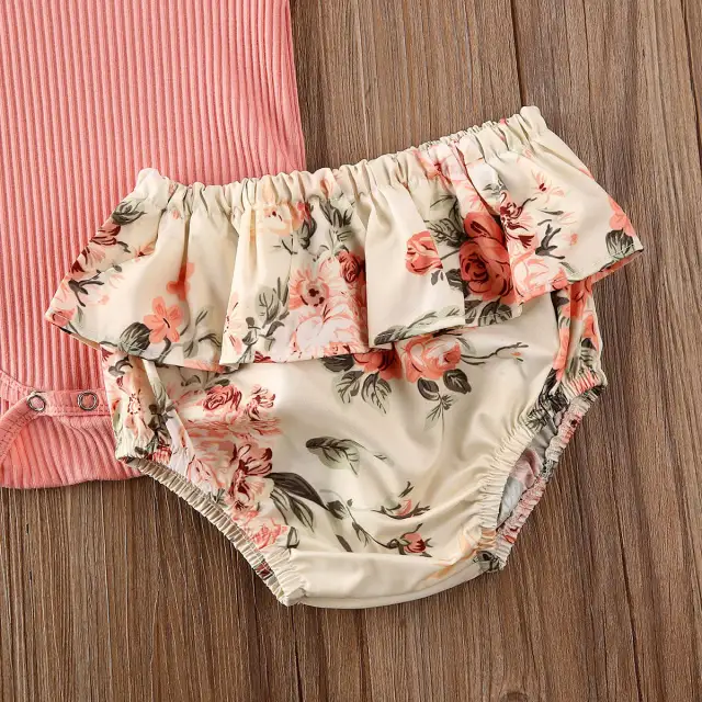 Baby Girl Clothing Newborn Ruffled Floral 3Pcs Set Summer 0-24M