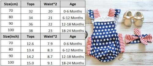 2Pcs Summer Newborn Baby Girls American Flag Bodysuit With Headband