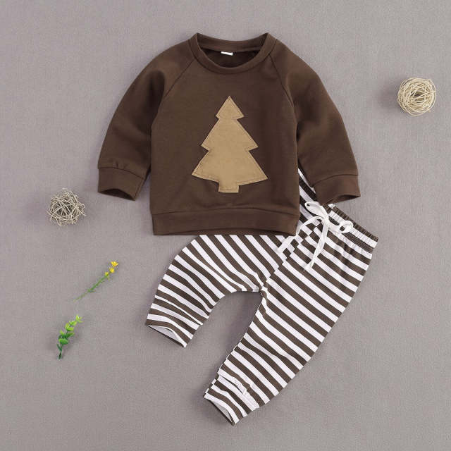 Children Autumn Set Girls Boys Long Sleeve Sets Christmas Tree 0-24M