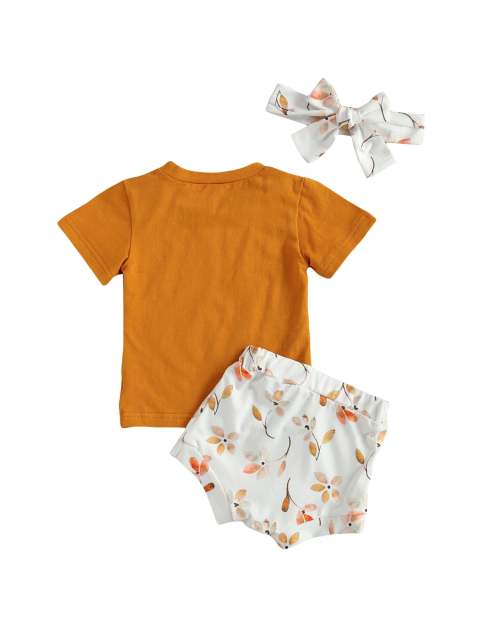 Baby Girls Three-piece Clothes Set Summer Khaki Set Clothes