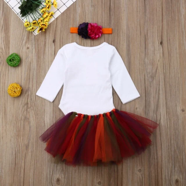 Baby Girl Romper Tulle Skirt Headband Clothes Outfit Holiday Set