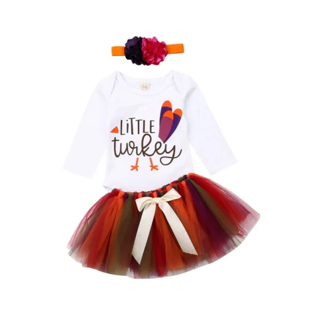 Baby Girl Romper Tulle Skirt Headband Clothes Outfit Holiday Set