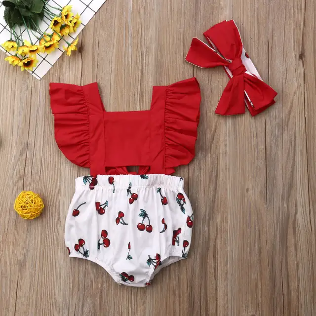 3-18M Newborn Baby Girl Summer Ruffle Bodysuit Outfits Cute Set