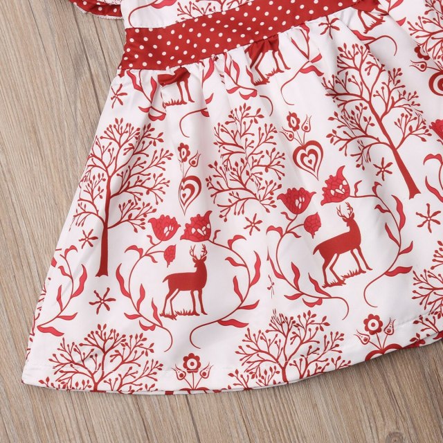 Toddler Kids Baby Girls Red Deer Print Dress Fashion Summer Clothes