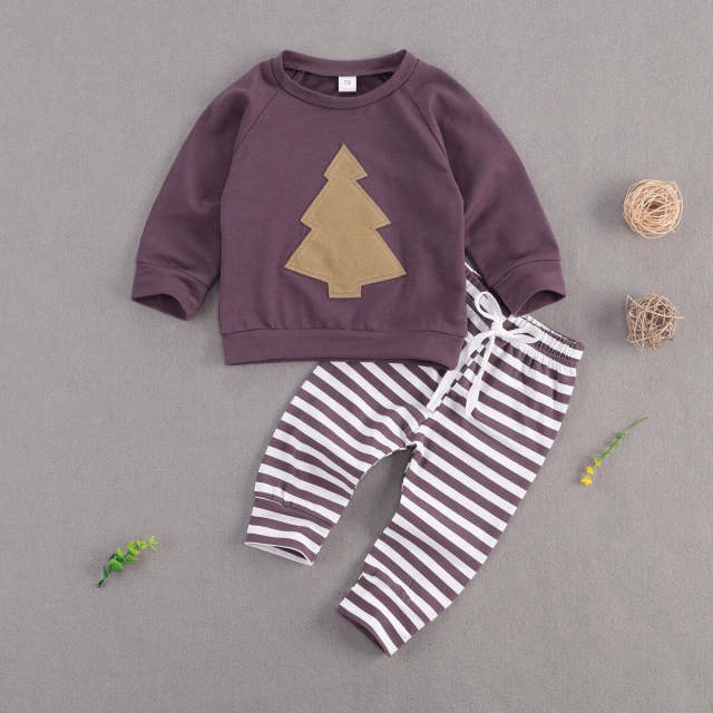 Children Autumn Set Girls Boys Long Sleeve Sets Christmas Tree 0-24M