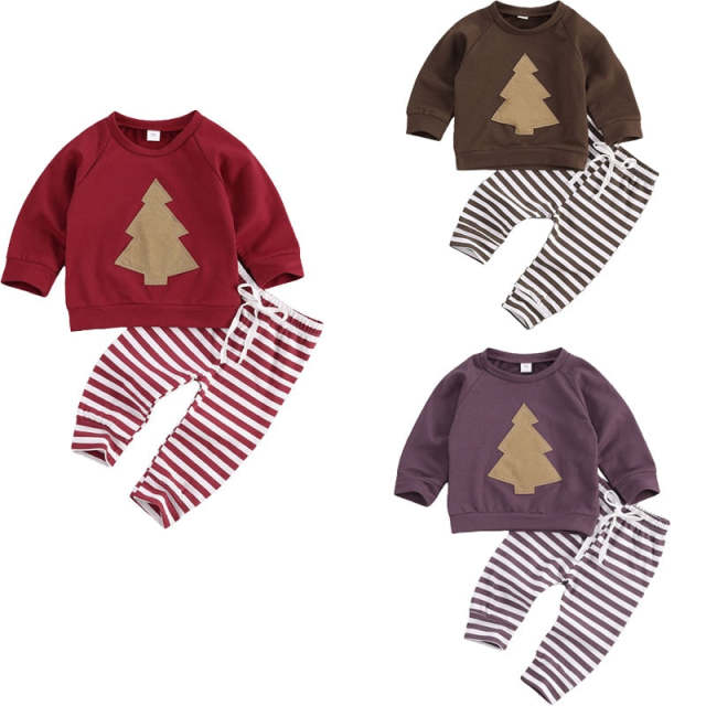 Children Autumn Set Girls Boys Long Sleeve Sets Christmas Tree 0-24M