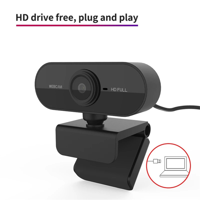 1080p HD Webcam USB Web Camera with Microphone Black