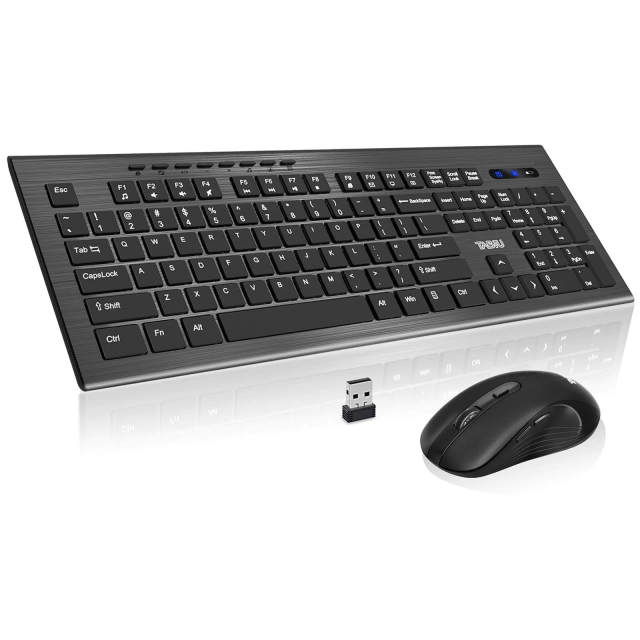 Wireless Keyboard and Mouse Combo - Independent On/Off Switch - Black