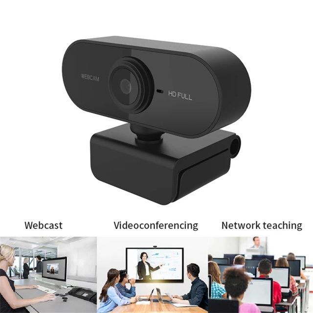 1080p HD Webcam USB Web Camera with Microphone Black