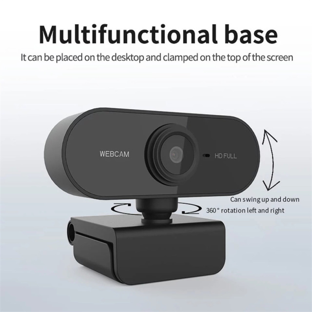 1080p HD Webcam USB Web Camera with Microphone Black