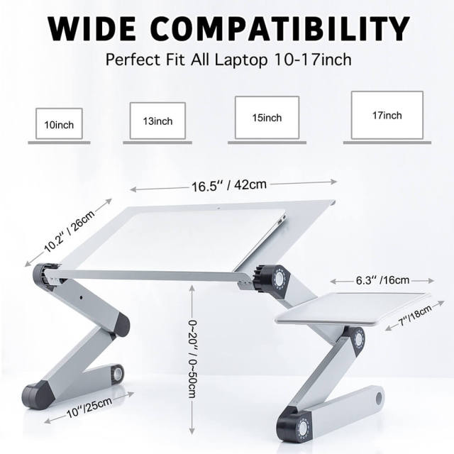 Adjustable Height Laptop Stand With A Mountable Mouse Tray Laptop Desk