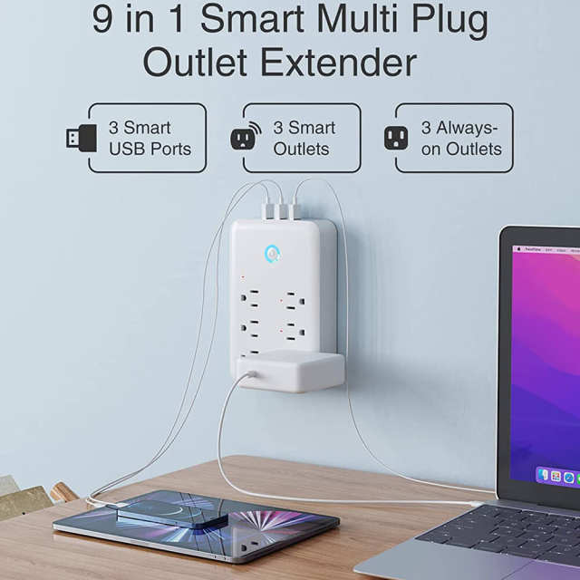 WiFi Smart Plug Outlet Extender 3 USB + 6 Outlets Works with Alex + Google