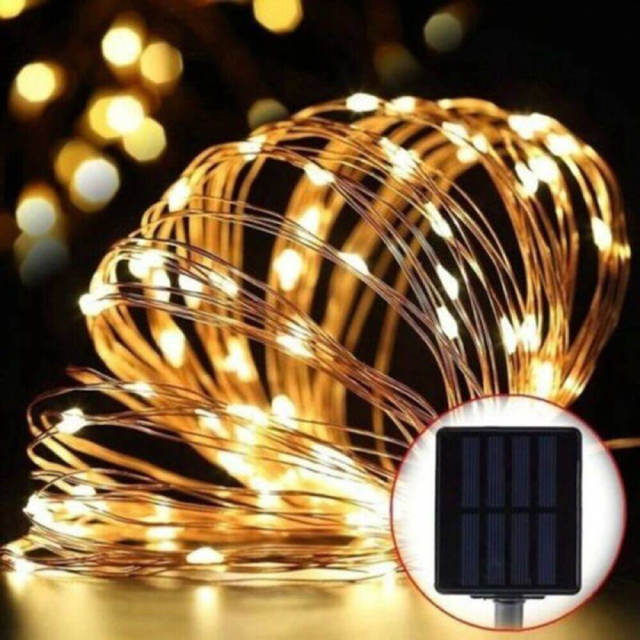 Outdoor Solar String Lights Waterproof Fairy Copper Wire Outdoor Garden Decor Light