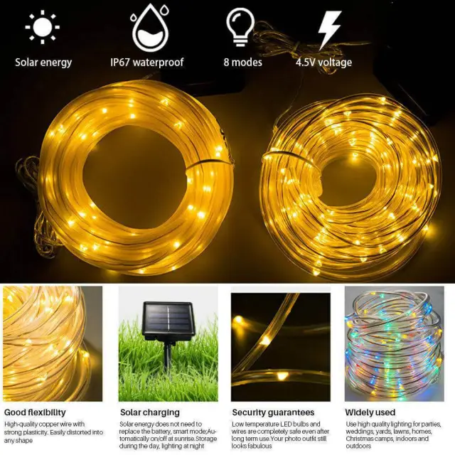 200LED Waterproof Solar Fairy String Lights Copper Wire Outdoor Garden Decor