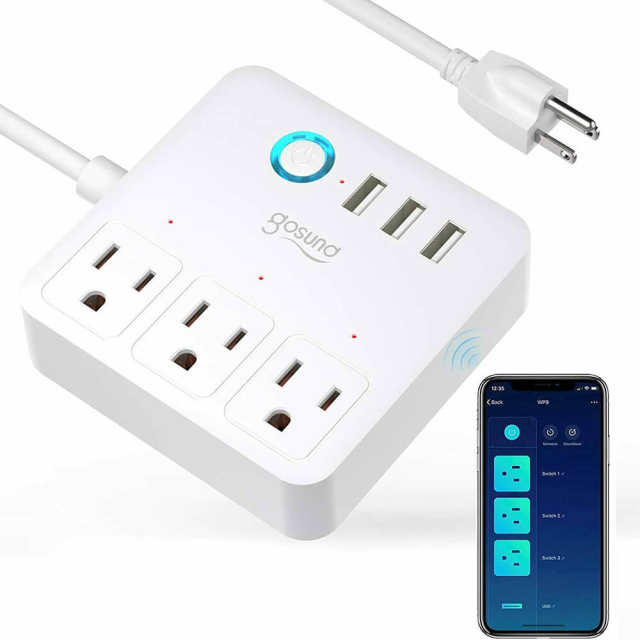 Smart Power Strip Plug 3 USB 3 Charging Port Work With Alexa Google Home