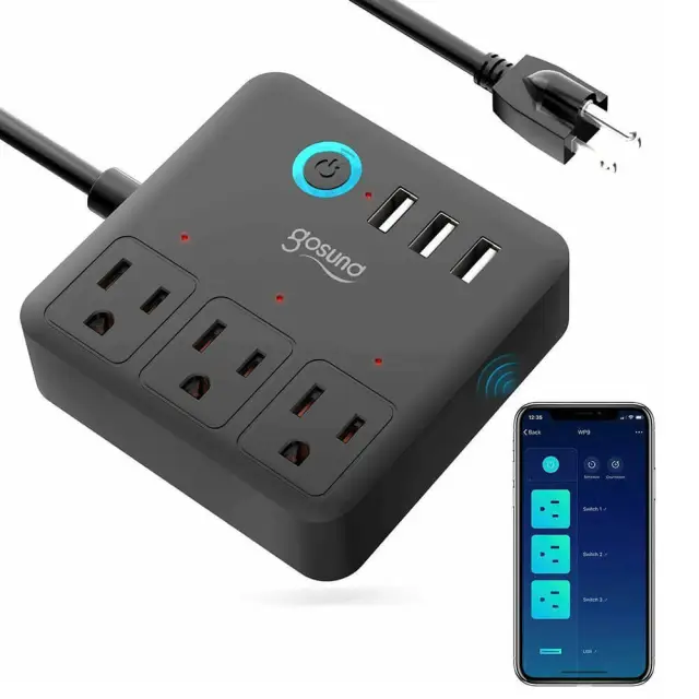 Smart Power Strip Plug 3 USB 3 Charging Port Work With Alexa Google Home