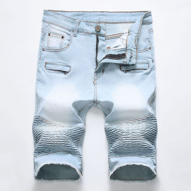Summer Men's Denim Short Pants Fashion Straight Jeans Shorts