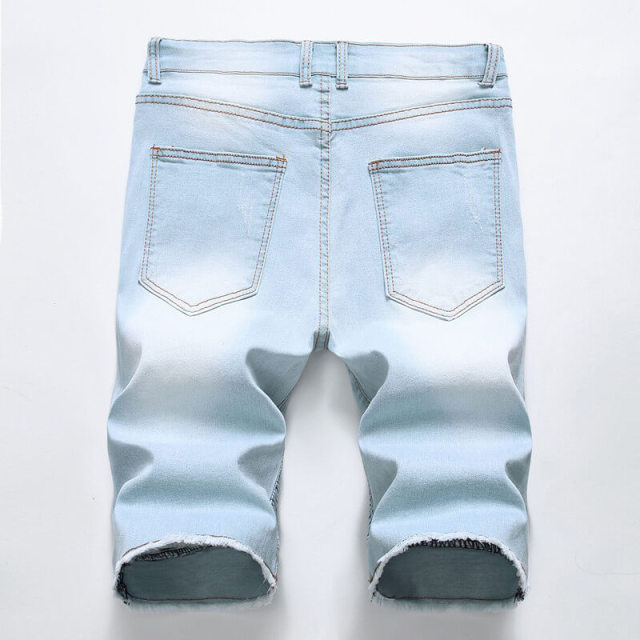 Summer Men's Denim Short Pants Fashion Straight Jeans Shorts