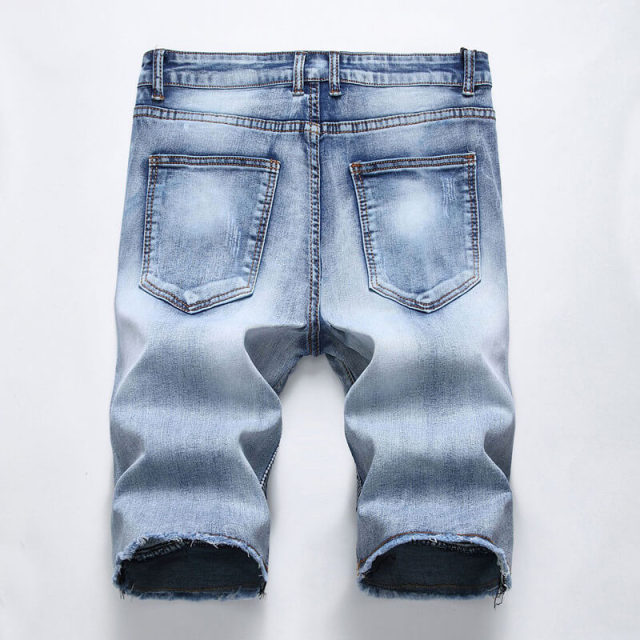 Summer Men's Denim Short Pants Fashion Straight Jeans Shorts