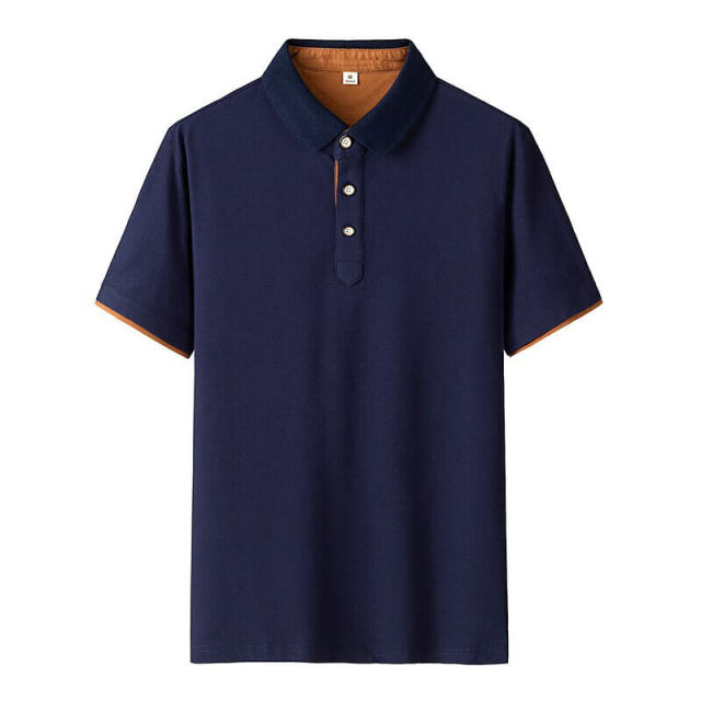 Men's Summer Simple Pure Cotton Lapel Loose Trendy Fashion Polo Shirt