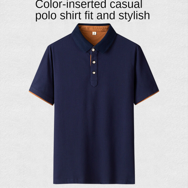 Men's Summer Simple Pure Cotton Lapel Loose Trendy Fashion Polo Shirt