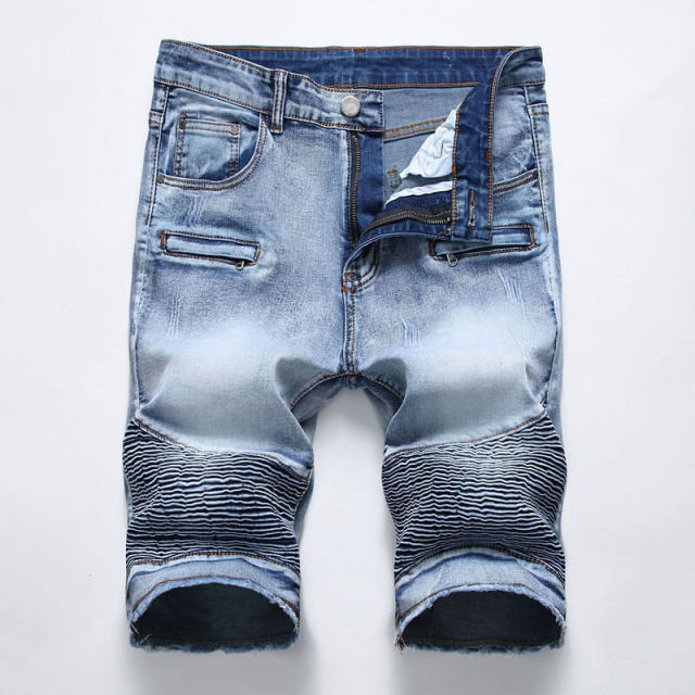 Summer Men's Denim Short Pants Fashion Straight Jeans Shorts