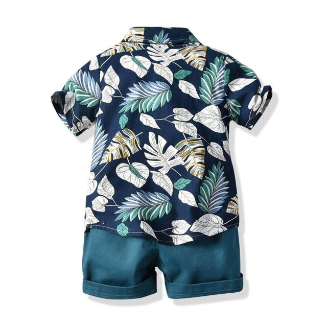 Hawai Boy Clothing Set Summer Fashion Floral  Casual 2Pcs Suit