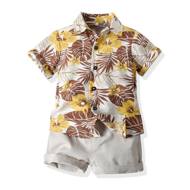 Hawai Boy Clothing Set Summer Fashion Floral  Casual 2Pcs Suit
